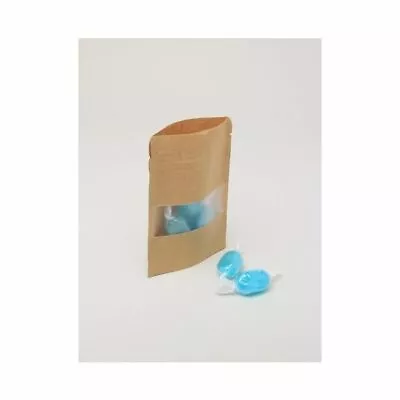 12 X Brown Strong Grip Seal Gusset Craft Paper Bags Smell Free With Clear Window • £3.35