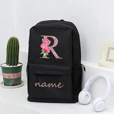 Personalized Pink Letter Initial Custom Name School Bag Backpack For Girls Women • $39.99