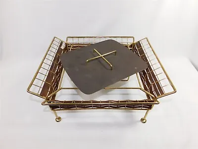 MCM Mid Century Modern Gold Metal Square Casserole Serving Dish Holder Warmer • $24.95