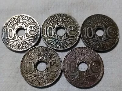 Lot Of (5) France 10 Centimes 1930 1934 1935 1936 1939 World Coins • $45