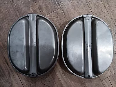 2x Vintage US Military Dinner Food Pan Tray Tin Original 1965 & 1966 • $45