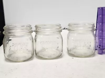 Set Of 3 Vintage - Clear Glass Double Embossed Mason Atlas - Canning Jars • $24.50