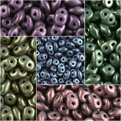 SuperDuo Metallic Matt Beads - 10g - Czech Super Duo Twin Hole Beads • £2.60