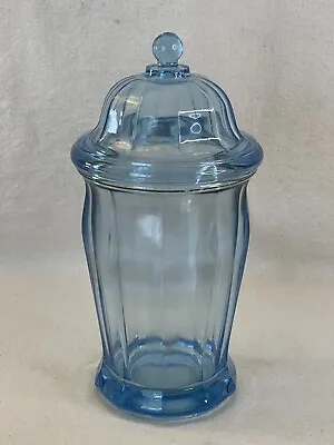 Vintage Indiana Glass Clear Light Blue Apothecary Ginger Jar Canisters 10” • $20