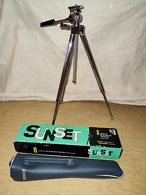 Vintage SUNSET Camera 8 Section Elevator Tripod W/Case & Origin Al Box • $34.25