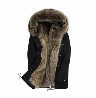 Parker Mens Mink Liner New Fur One-piece Coat Mid-length Fur Jacket Warm Outwear • $138.59