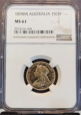 1898 Australia Gold 1 Sovereign Queen Victoria Ngc Ms 61 Beautiful Coin • $649.95