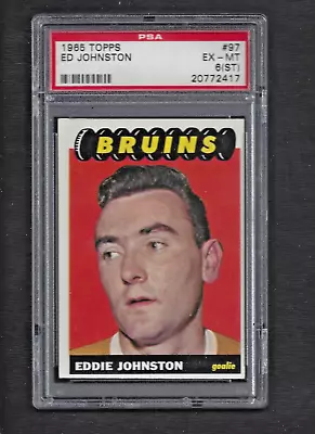 1965 Topps #97 Ed Johnston PSA 6 (ST) EX-MT Vintage Boston Bruins Hockey 1965-66 • $22.95