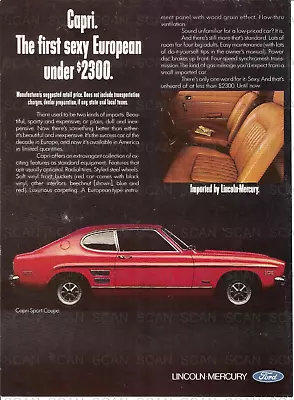 1970 Capri Sport Coupe Vintage Magazine Ad  Ford Lincoln Mercury • $7.99