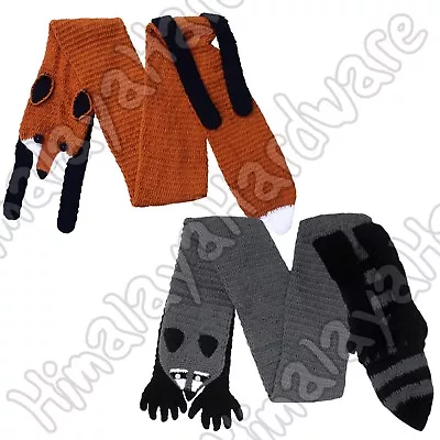 Crochet Fox / Raccoon Scarf: Wrap Stole Faux Fake Fur Geek Animal Shawl Knit • $19.99