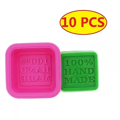10PCS Square Silicone Soap Mould 100% Handmade Soap Moulds DIY Craft Soap Mold • £6.95