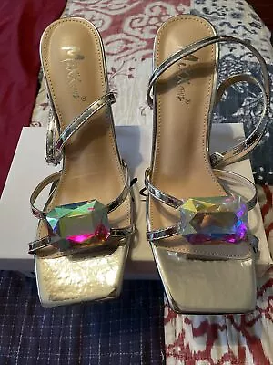 Nib Mixxshuz Silver Metallic Heels Sz 8 • $25