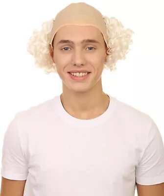 Mens Mad Scientist Curly Short Wig Bald Head Costume Accessory Halloween HM-268 • $29