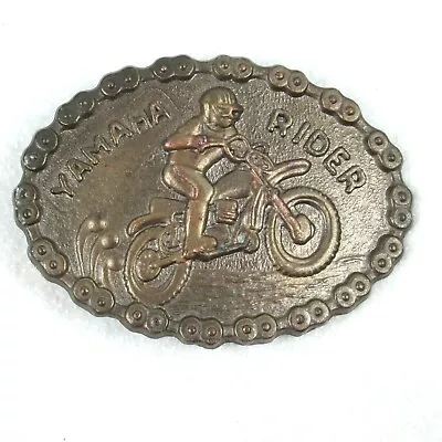 Vintage 1970s Yamaha Rider Motorcycle Metal Belt Buckle Oval Drive Chain Edge • $24.99