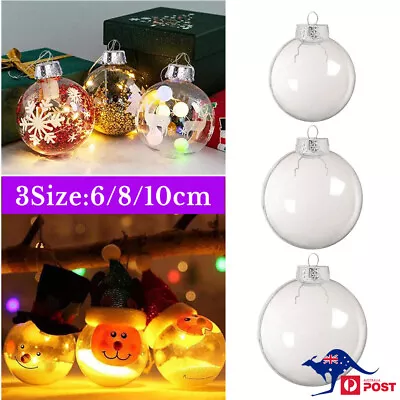 Up To 50x Christmas Ball Fillable Plastic Baubles Clear Xmas Tree Decor Ornament • $11.40