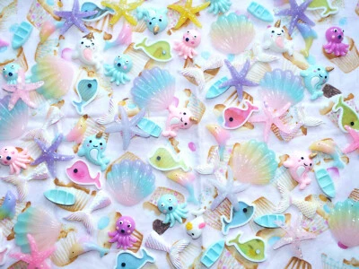 £3.99 • Buy Mermaid Tails Shells Octopus Resin Mixed Craft Flatback Cabochon DIY Choose QTY