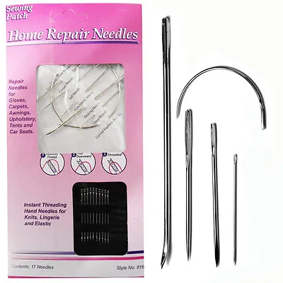 £2.99 • Buy 17 Hand Sewing Needles Assorted Craft Stitching Curved Patch Repair Sharp Thread