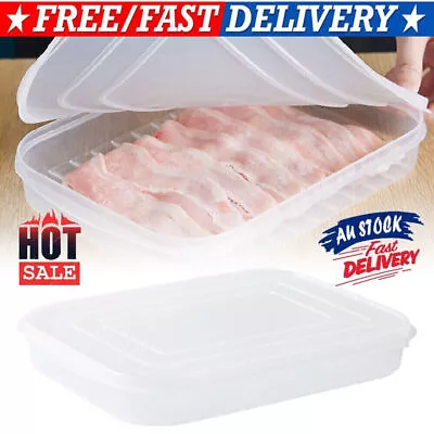 Plastic Bacon Keeper With Lids Airtight Deli Thinly Cut Meat Cheese Container • $16.98