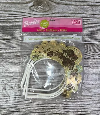 Vintage 90s 1999 Mattel Barbie Gold Tiaras Crowns Party Favors NIP 4 COUNT • $9.49