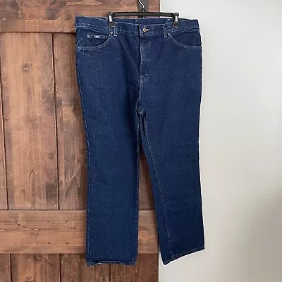 VTG Lee Jeans Men's 42x30 Blue Straight 100% Cotton Made In USA Dark Work Denim • $19.99