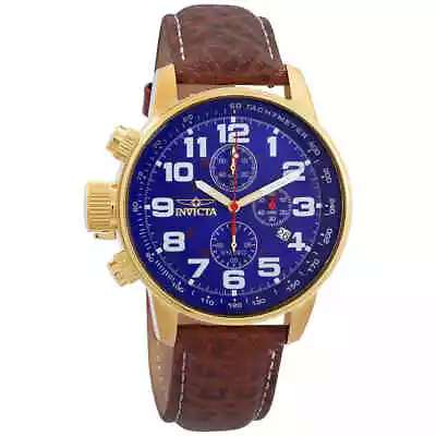 Invicta Force Lefty Chronograph Blue Dial Brown Leather Men's Watch 3329 • $60.94