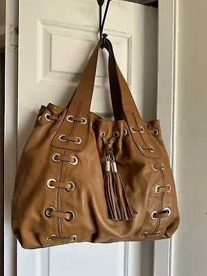 MICHAEL KORS Brown Shoulder Bag Astor XL Grommet Tote Handbag Purse • $109