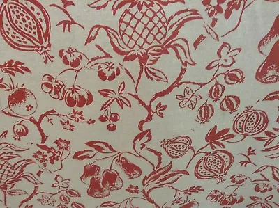 Vintage Linen Floral Toile Tudor Garden Red Curtain/Roman Blind Fabric • £2.50