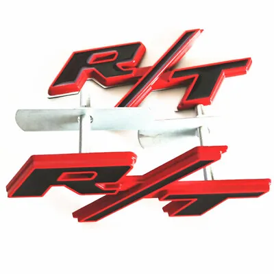2X OEM For RT Front Grill Emblems R/T Trunk Rear Stickers Black Red Car Badge • $16.92