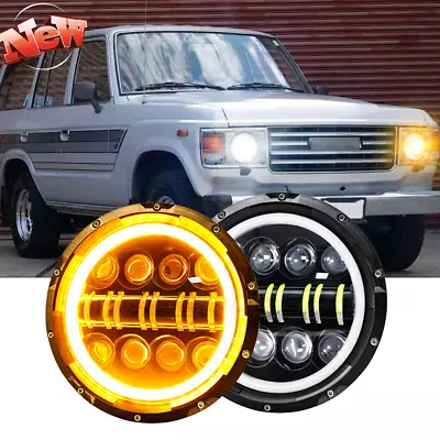 Pair 7inch Round Led Headlights For TOYOTA LAND CRUISER FJ40 FJ60 J80 1965-1985 • $89.99