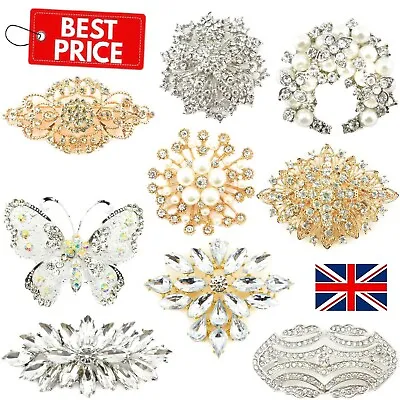 £4.39 • Buy Large Diamante Crystal Pin Brooch Vintage Antique Modern Silver Gold Lot Bouquet