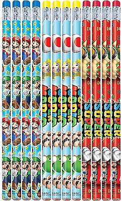 Super Mario Party Supplies PENCIL Favours Pack Of 12 Genuine Licensee • $8.95