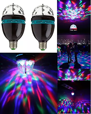 2 X 15cm LED Rotating Disco Light Bulb Projector Bayonet Screw Party B22 E27 • £8.99