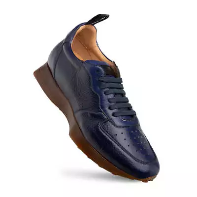 NEW Mezlan Dress Sneaker Shoes Fashion Gerardo Deerskin Lace Up Navy Blue • $425