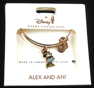 Minnie Mouse Disney Parks Alex & Ani Bracelet ✿ Classic Pose Polka Dot ROSE GOLD • $27.95