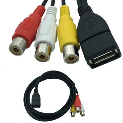 5FT USB 2.0 Female To 3 RCA Phono AV Cable Lead PC TV Aux Audio Video Adapter • $3.48