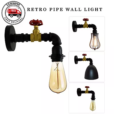 Vintage Industrial Wall Lights Indoor Steampunk Pipe Style Bedside Wall Lamp UK • £22.89
