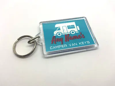 Personalised Camper Van Keyring - Add A Name - Fun Design - Caravan Keys • £2.99