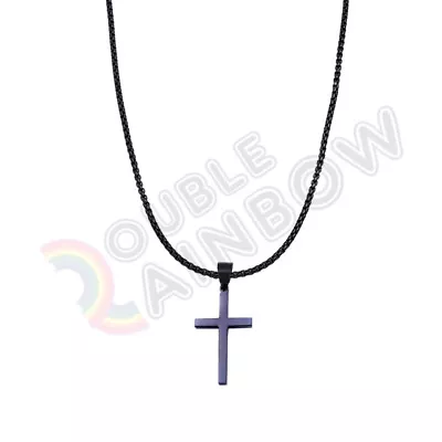 Men Stainless Steel Plain Gold Silver Black Cross Pendant Necklace Chain Link#30 • $13.99