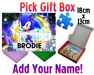 Personalised SONIC Kids 12/80pc JIGSAW PUZZLE - Custom Name! - 18cm By 13cm • £5.99