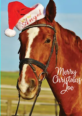 Personalised Horse Card Christmas Riding Rider Santa • £2.92