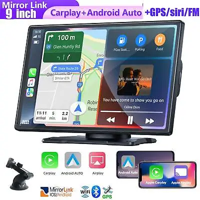 9 Inch Portable Wireless Apple Carplay&Android Auto Car Stereo Radio GPS/USB/BT • £81.69