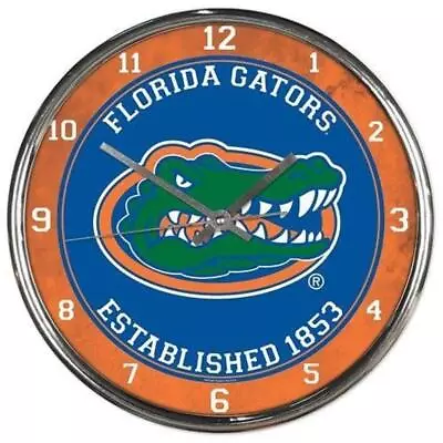 Florida Gators Chrome Round Wall Clock [NEW] NCAA Sign Banner Office • $35.95