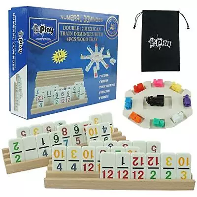 Mexican Train Dominoes Set With Numbers - Double 12 Colored Number Dominoes - • $42.29