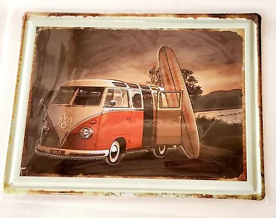 Volkswagen VW Split Window Kombi EMBOSSED Tin Metal Sign 40x30 Mancave FREE POST • $25