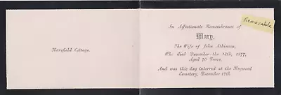 Ephemera In Memoriam Card Named Atkinson 1870s Heywood Cemetery Be533 • £4.99