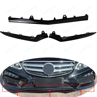 Front Bumper Cover Trim For Mercedes-Benz E Class W212 2014-15Shiny Black3PCS • $111.59