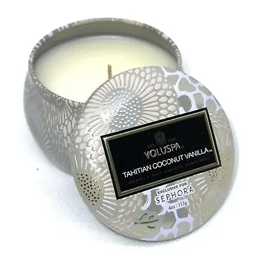 Voluspa Tahitian Coconut Vanilla Candle | Mini Tin | 4 Oz. | 25 Hour Burn Time • $14.49