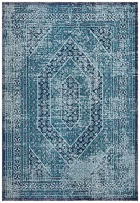 Traditional Rug Floor Carpet Mat Pile Soft Plush Persian Distressed Blue Decor • $438.99