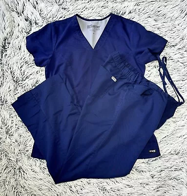 GREYS ANATOMY Scrub Set Navy Blue Size Medium Pants Uniform • $20