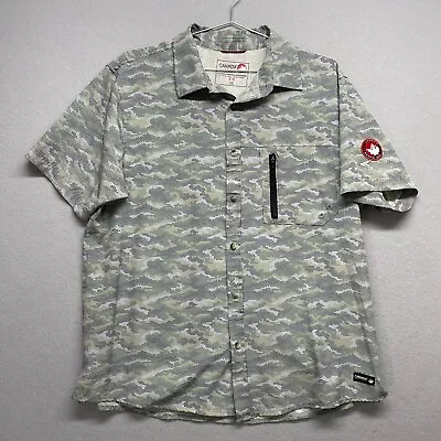Canada Weather Gear Shirt Mens Large Digital Camo Button Up Short Sleeve Vented • $14.99